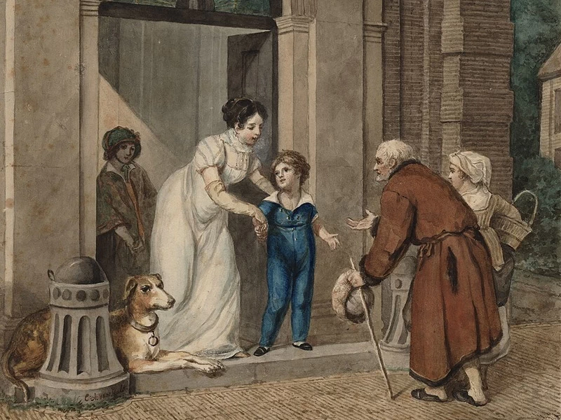 1797-Cornelia Aletta van Hulst - Coppia mendicante all'ingresso di un edificio monumentale